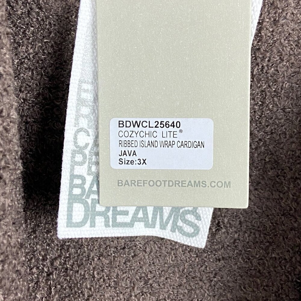 BAREFOOT DREAMS | CozyChic Lite Ribbed Island Wrap Cardigan Java 3X - Picture 7 of 9